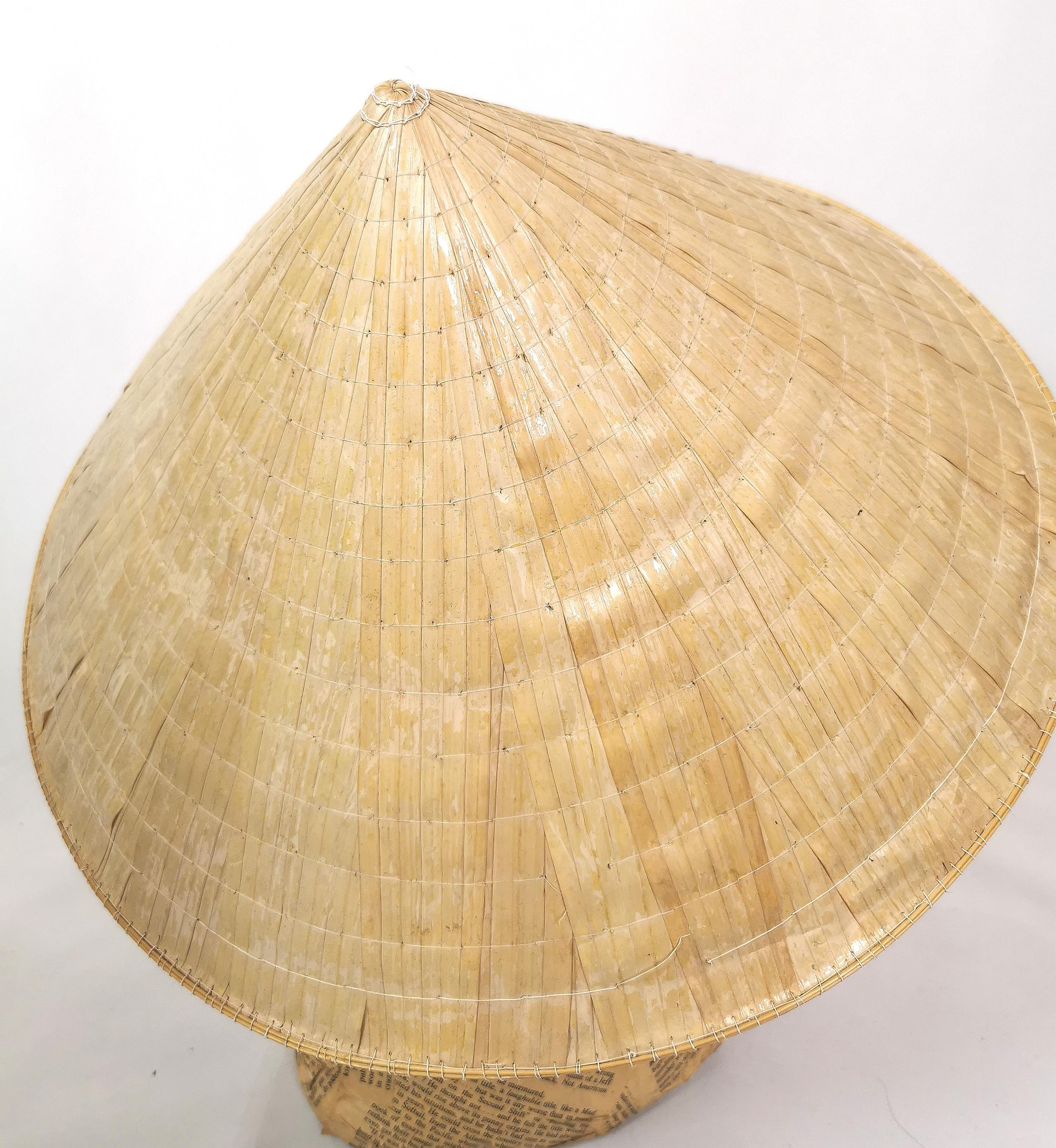 Vintage conical straw hat, Traditional Asian sedge hat  2