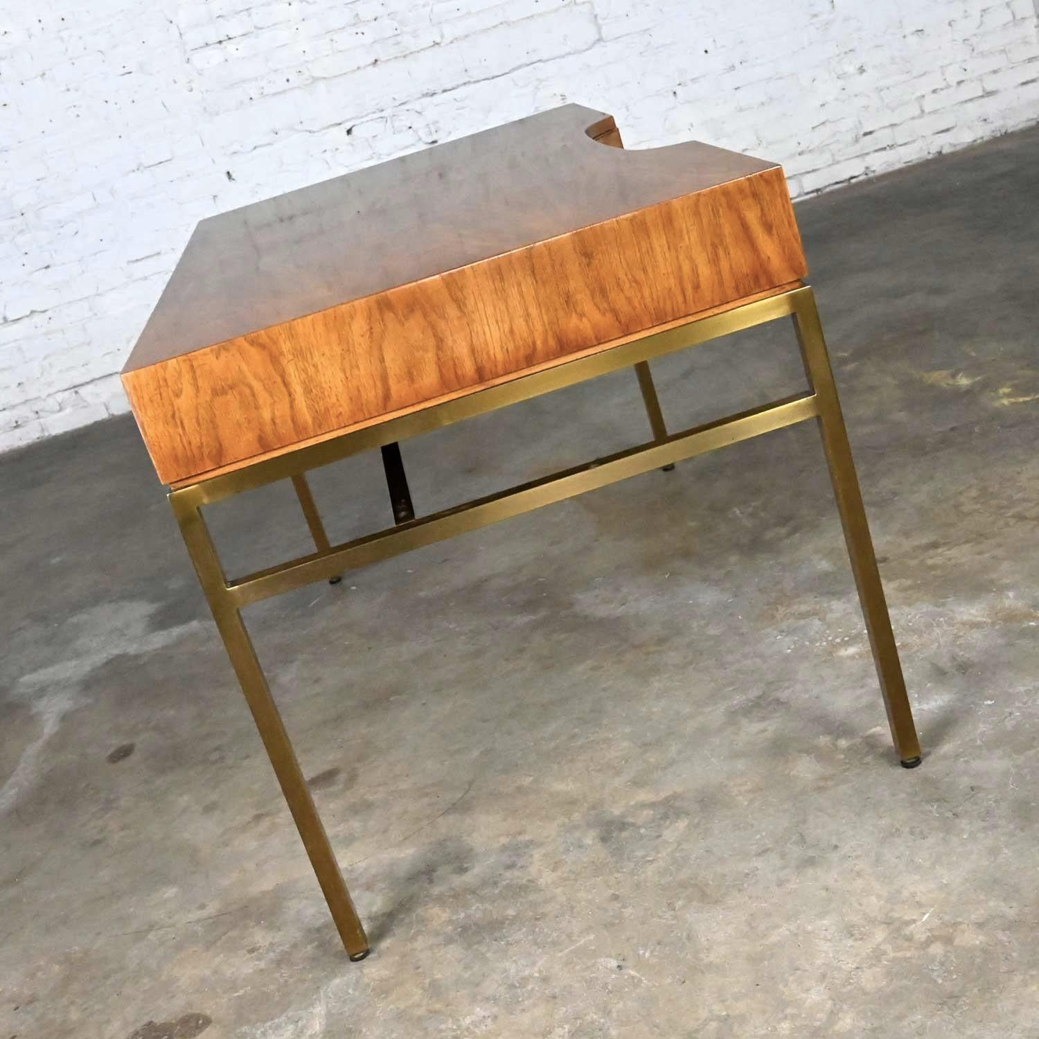 20th Century Vintage Consensus Collection by Drexel MCM Writing Desk Ash & Brass Plated Metal