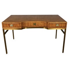 Vintage Consensus Collection by Drexel MCM Writing Desk Ash & Brass Plated Metal