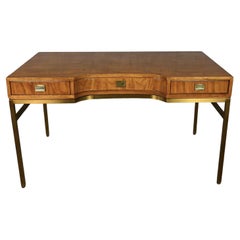 Retro Consensus Collection by Drexel MCM Writing Desk Ash & Brass Plated Metal