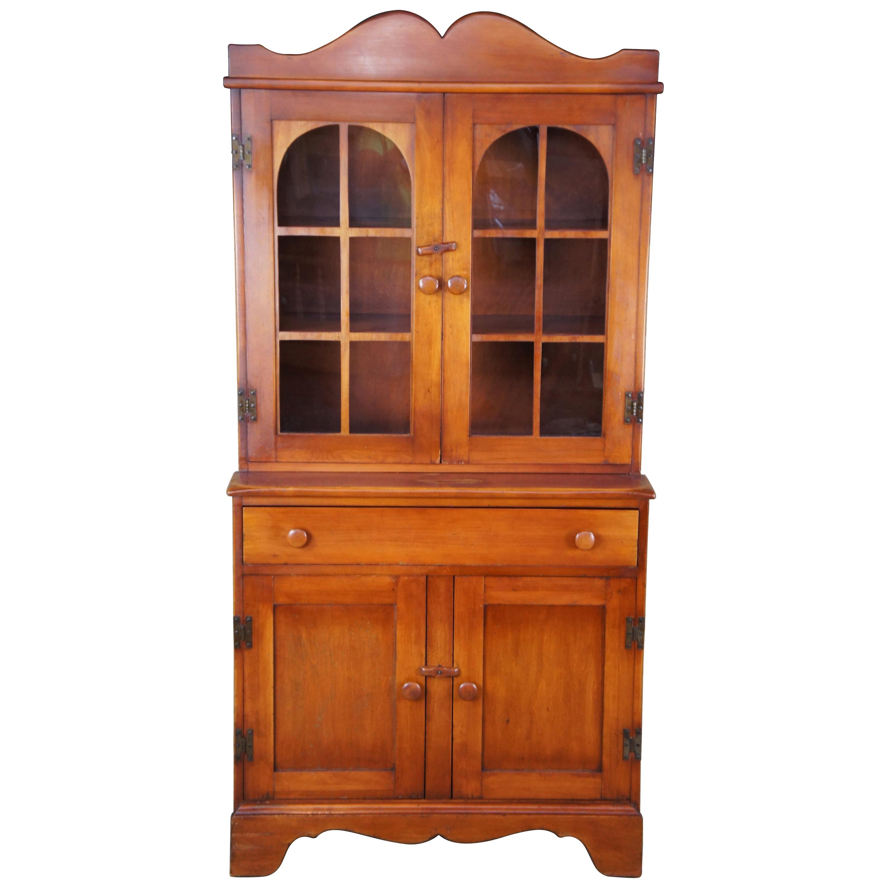 Vintage Consider H Willett American Country Cherry Cupboard Bookcase China Hutch