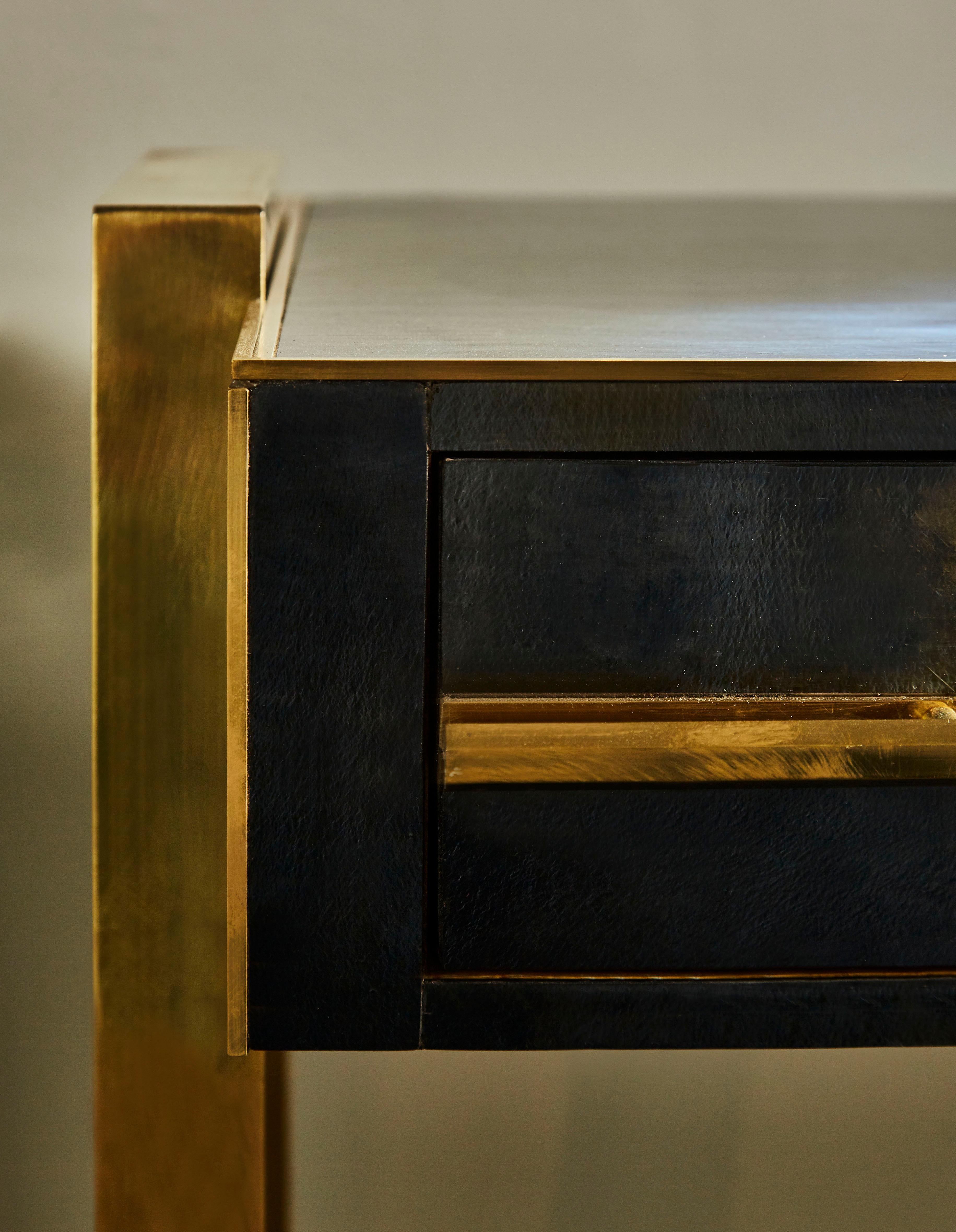 Late 20th Century Vintage Console in Brass and Old Murano Glass