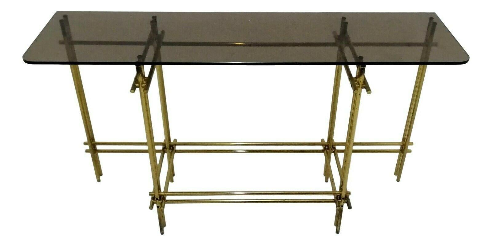 Vintage Console in Brass and Smoked Glass, 1970s In Good Condition For Sale In taranto, IT
