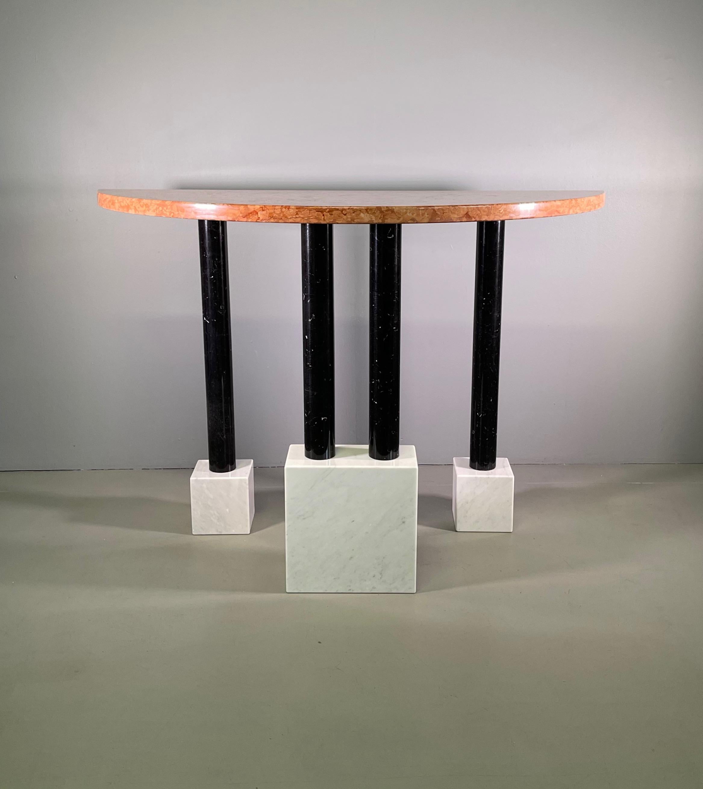 Vintage console marble Ettore sottsass for Ultima Edizione Italy, 1980s.