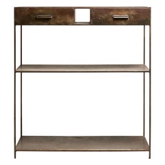 Vintage console, metal, hand-made, France, 1980 Vintage console, metal, hand-made, France, 1980