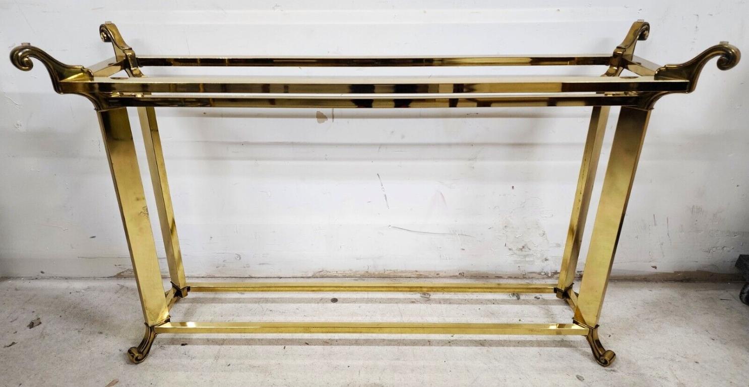 Mastercraft Style Console Sofa Table Glass & Brass For Sale 2