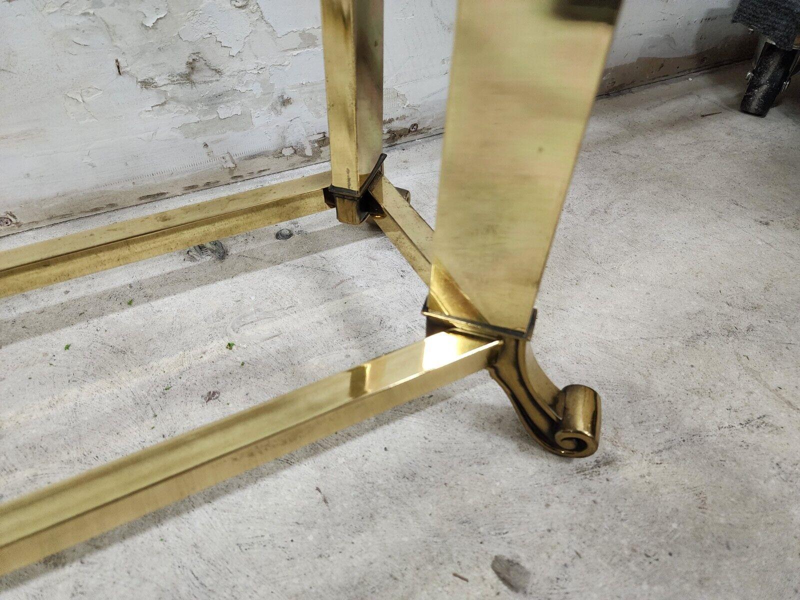 Mastercraft Style Console Sofa Table Glass & Brass For Sale 3