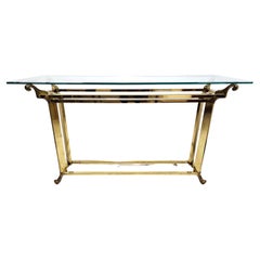 Vintage Console Sofa Table Glass & Brass