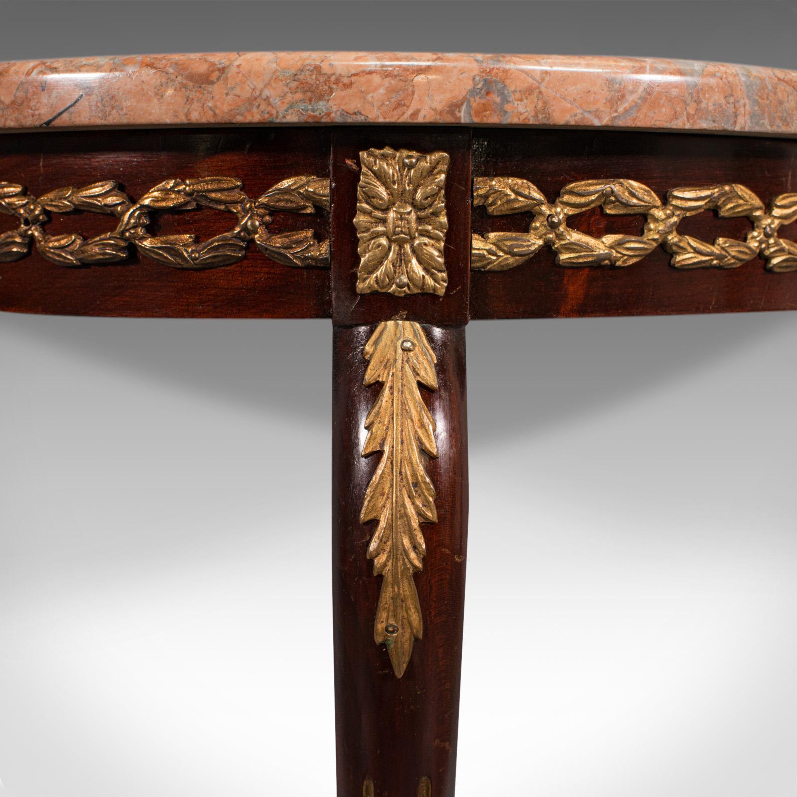 Vintage Console Table, French, Mahogany, Marble, Wall, Art Deco, Shelf, C.1940 6