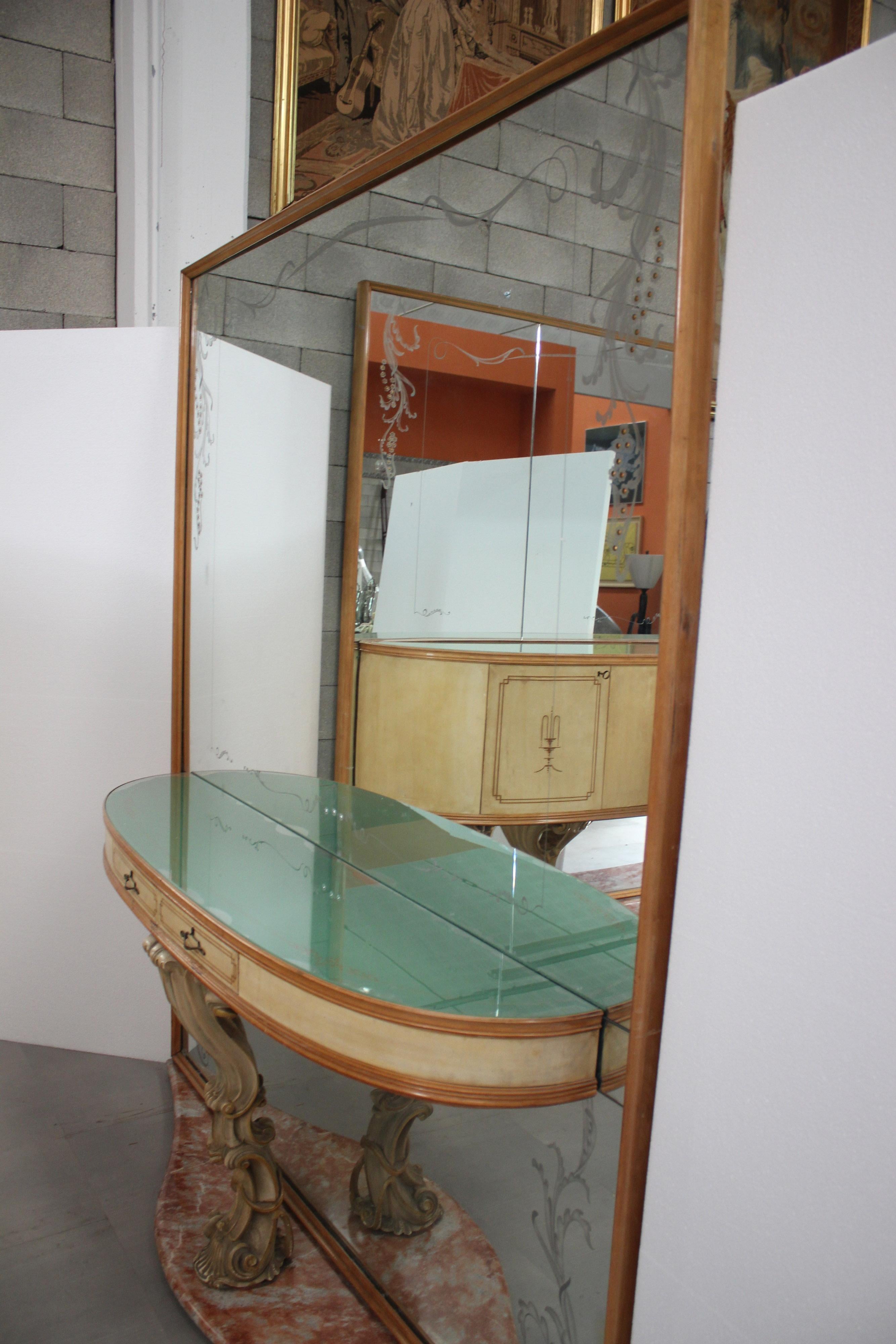 Glass Vintage Console Table from La Permanente Mobili Cantù, 1940s For Sale