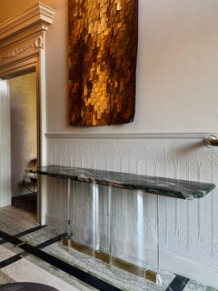 Vintage Console Table, Marble, Brass & Lucite, Italy, 1970