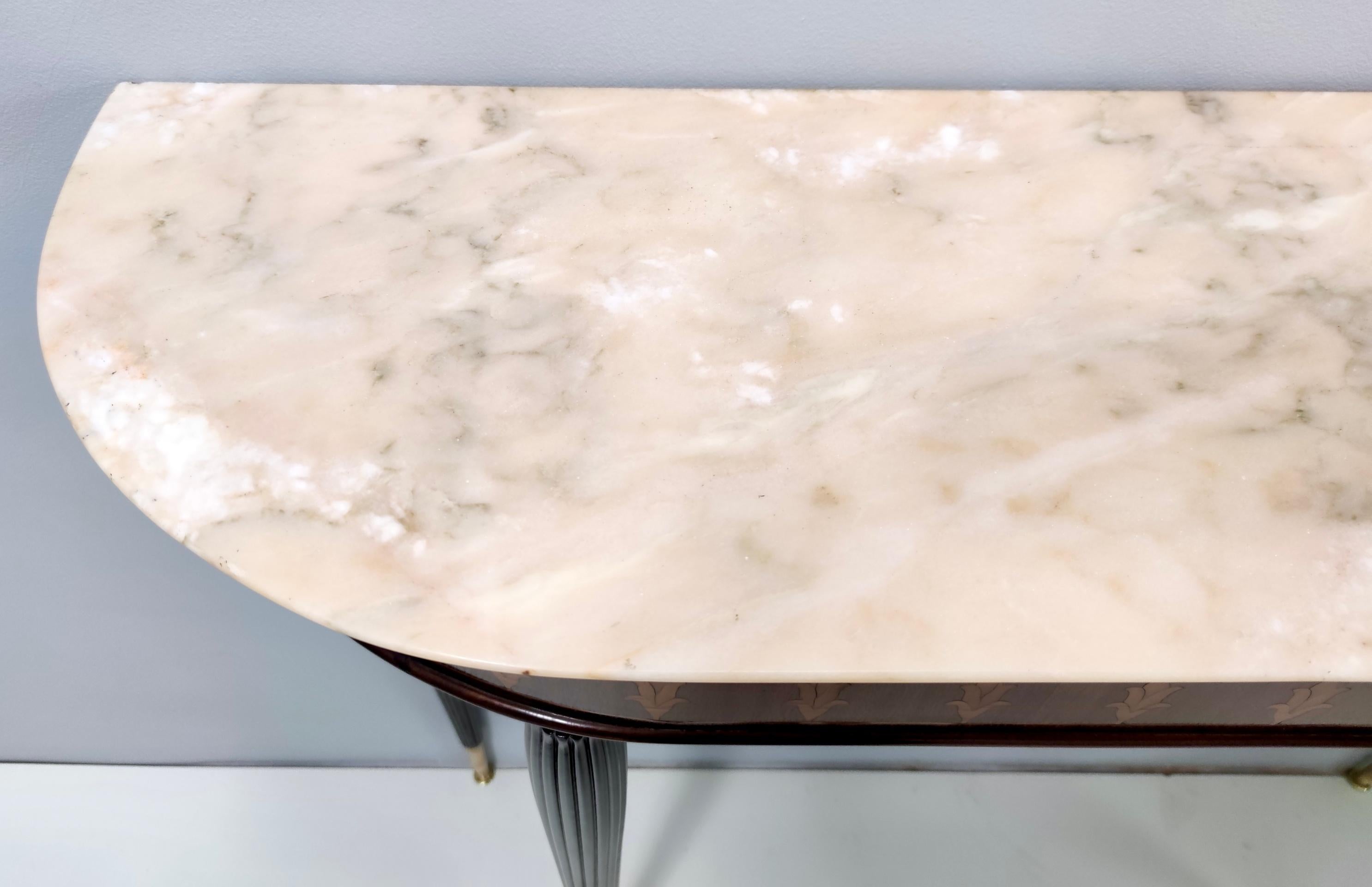 Vintage Console Table with a Demilune Marble Top in the Style of Buffa, Italy 3