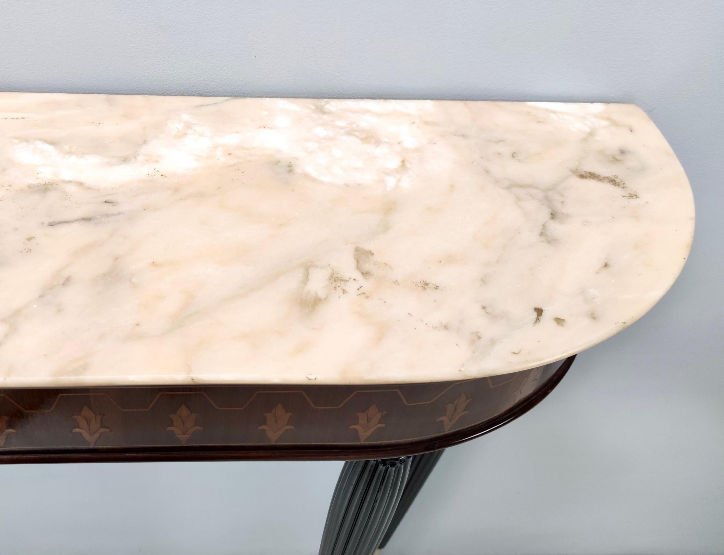 Vintage Console Table with a Demilune Marble Top in the Style of Buffa, Italy 4