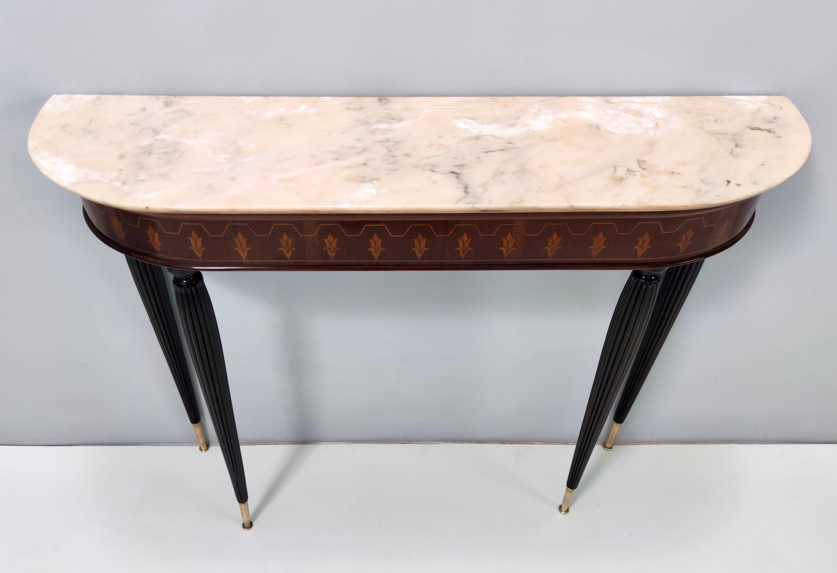 Vintage Console Table with a Demilune Marble Top in the Style of Buffa, Italy 2
