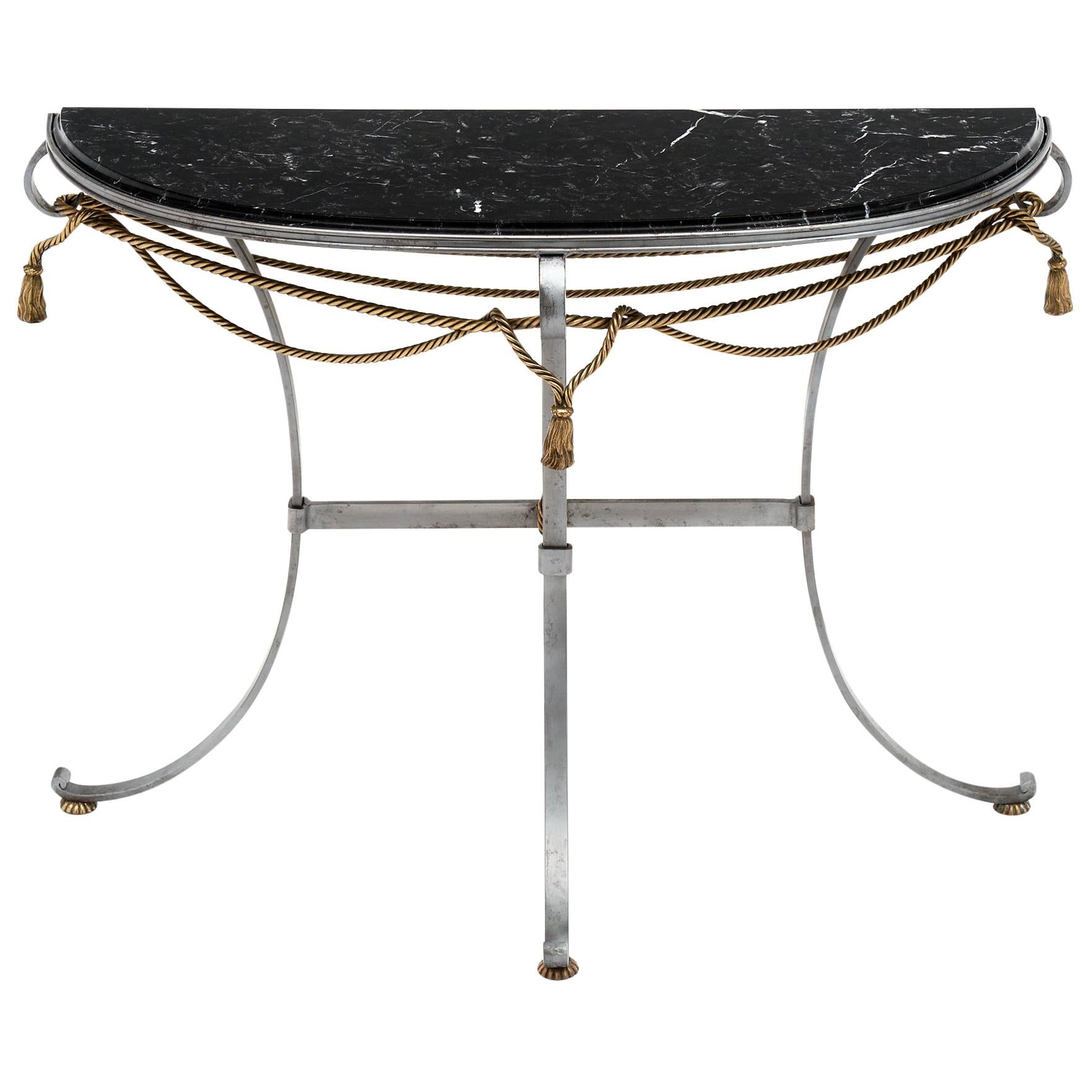 Vintage Console Table with Black Marble Top