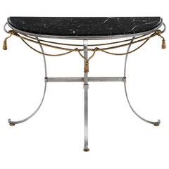 Vintage Console Table with Black Marble Top
