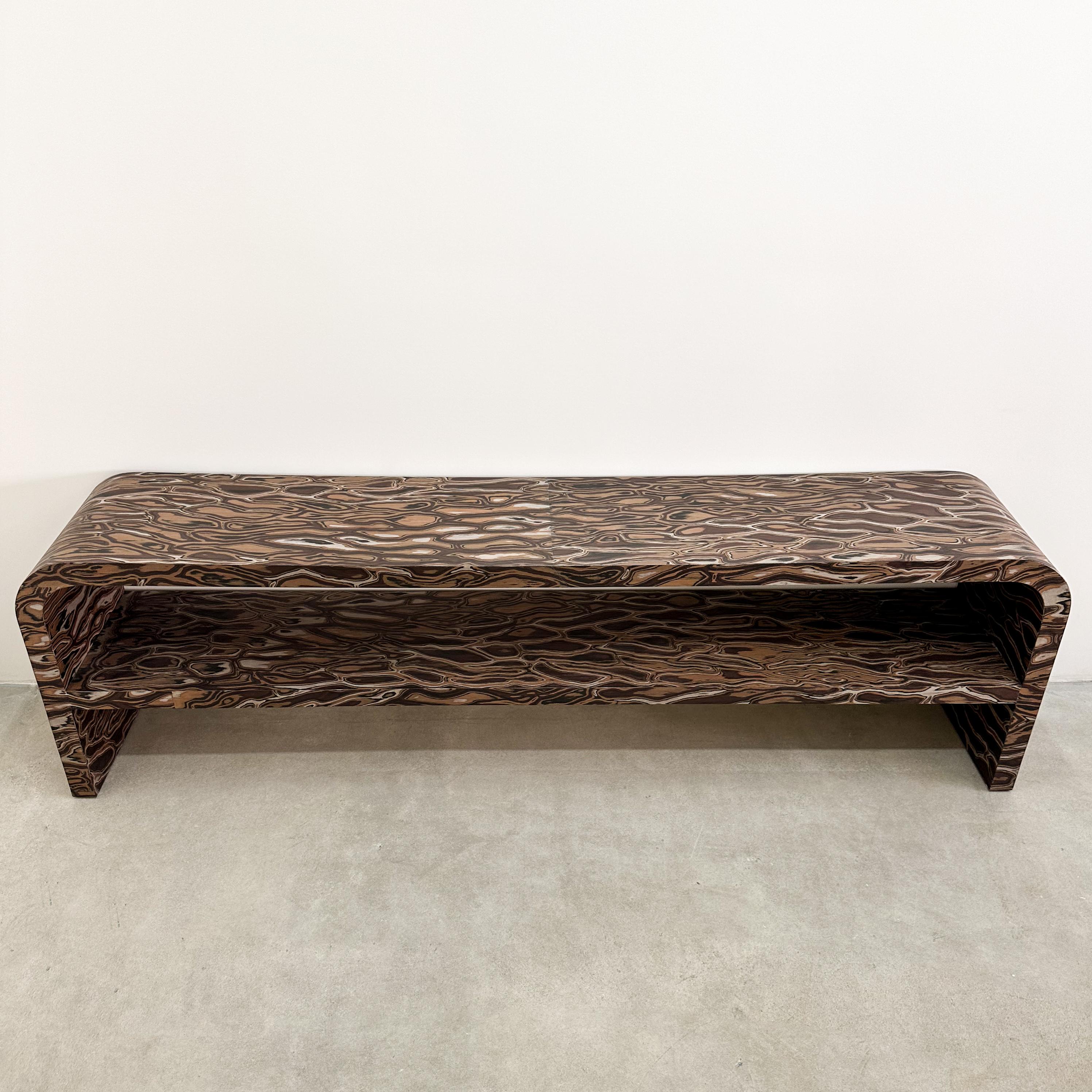 Unknown Vintage Console With Kengo Kuma Veneer MCM 70s 80s Postmodern Retro For Sale