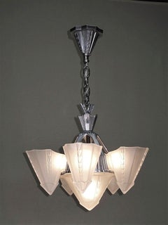 Vintage Consolidated Glass Co. 6 Shade Chandelier