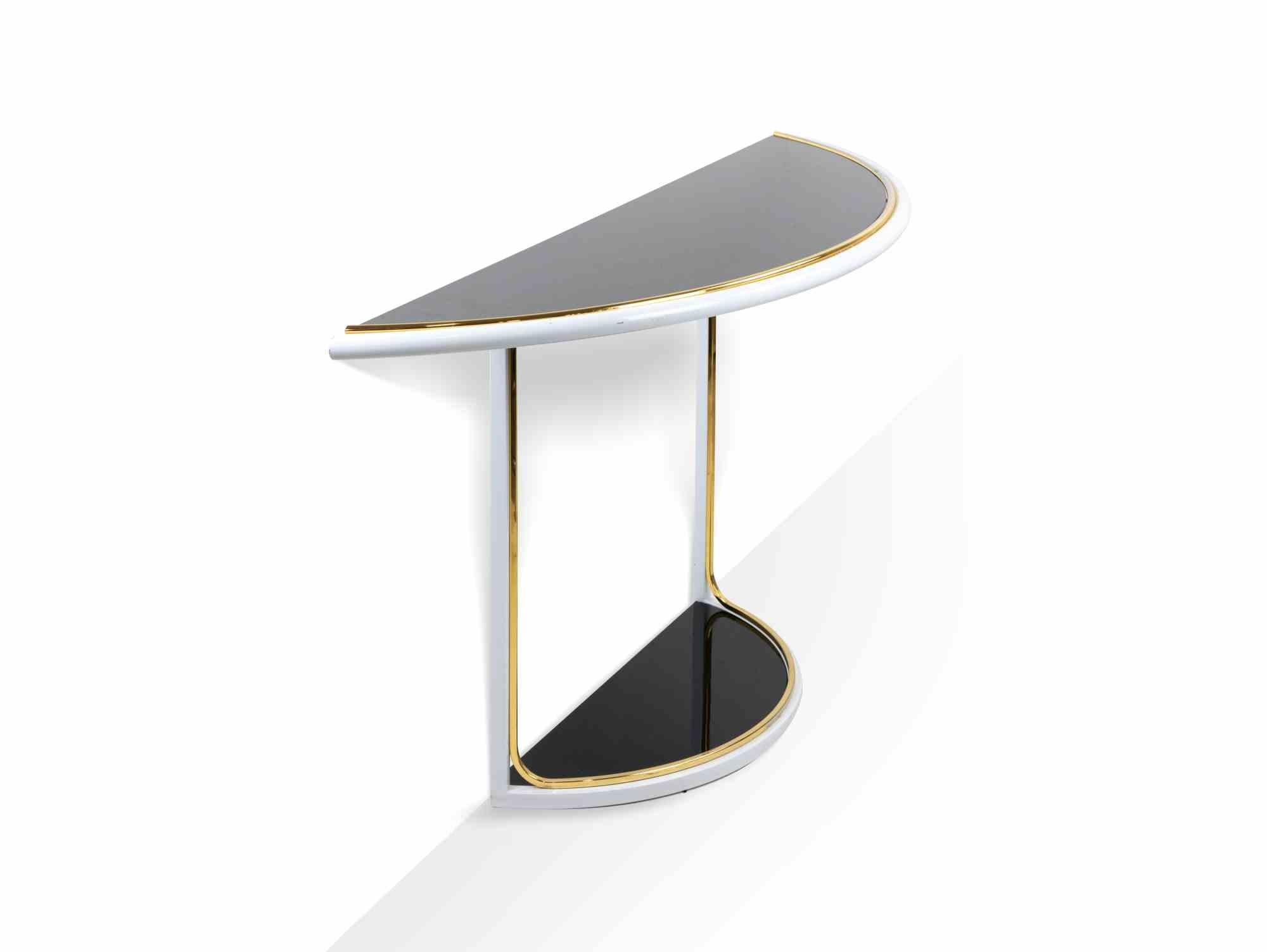 Console vintage avec miroir mural de Tommaso Barbi, Italie, 1970 en vente 1