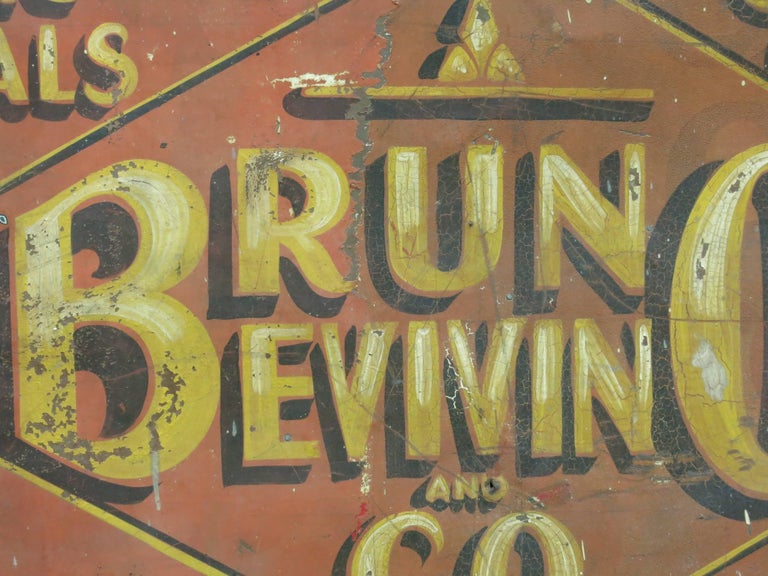 Vintage Construction Trade Sign For Sale at 1stdibs