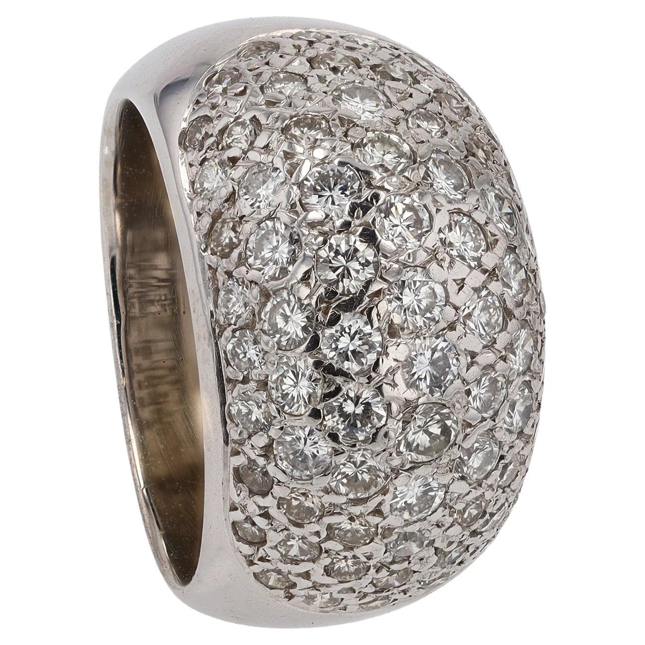 Vintage Contemporary 1.50 Carats Pavé Diamond 14k Dome Ring For Sale