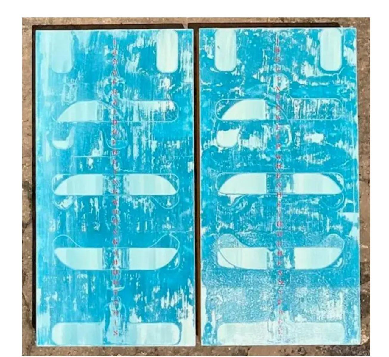 Vintage Contemporary Abstract Oil on Board - 2er-Set (Nordamerikanisch) im Angebot