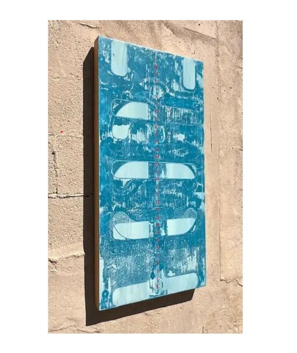 Vintage Contemporary Abstract Oil on Board - 2er-Set im Angebot 3