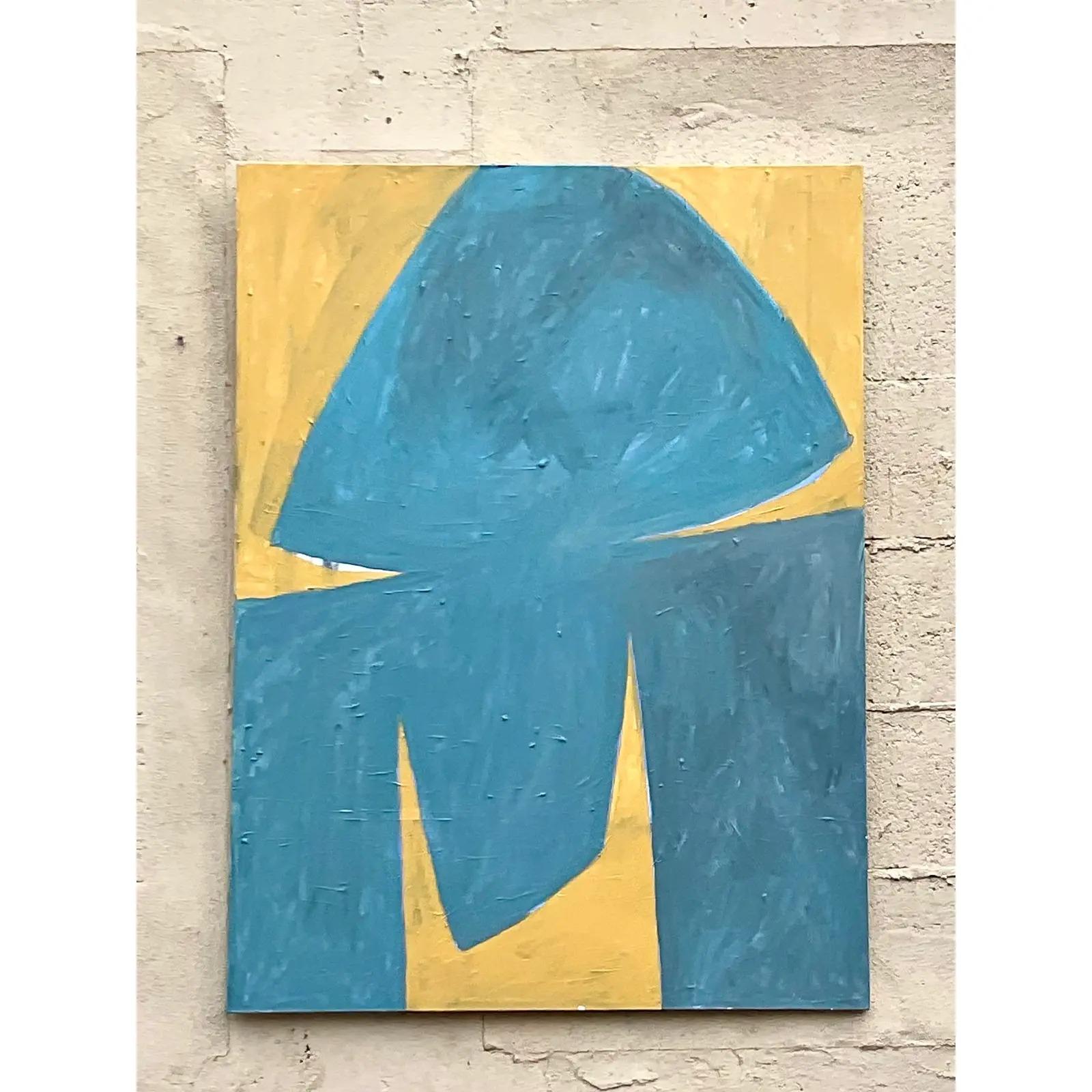 Vintage Contemporary Abstract Original Oil Painting In Good Condition In west palm beach, FL