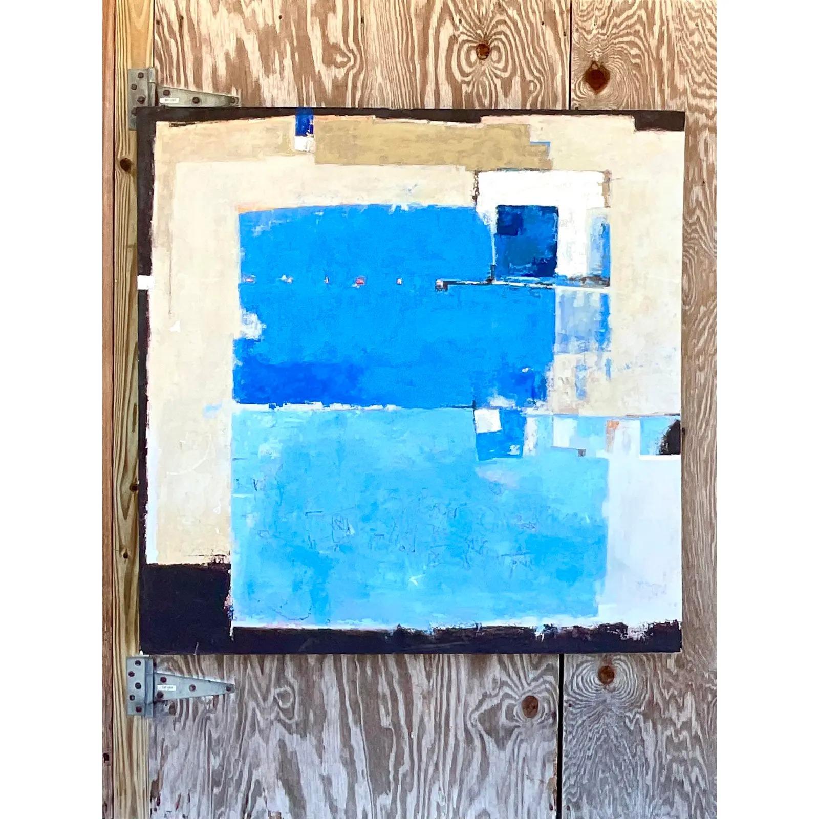 Messicano Vintage Contemporary Abstract Original Oil Painting Firmato Alvarez 08 in vendita