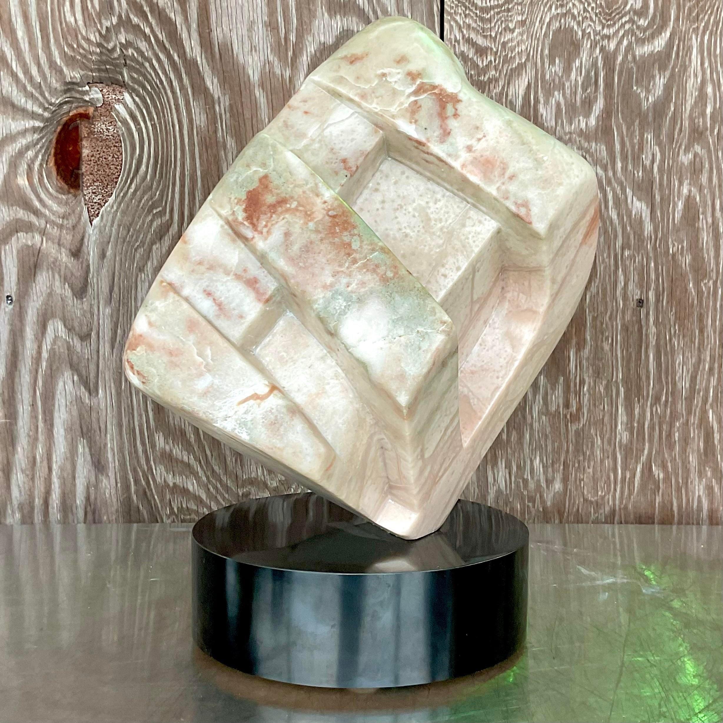 Vintage Contemporary Abstract Stone Sculpture In Good Condition For Sale In west palm beach, FL