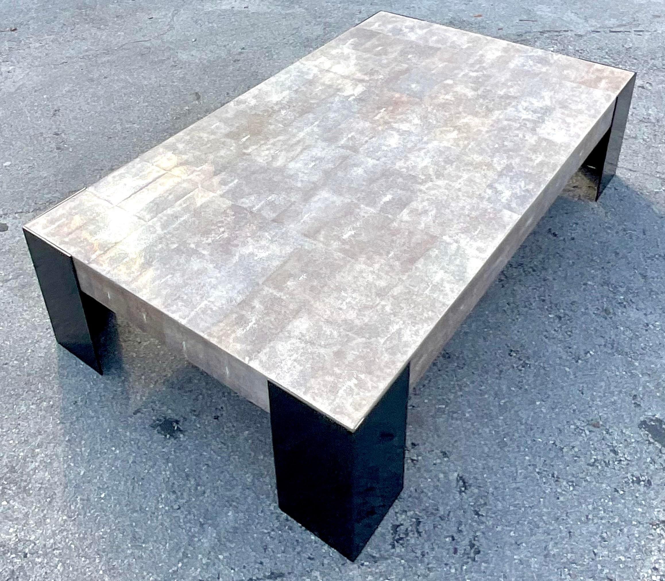 Vintage Contemporary Alexander Lamont Stingray & Bronze Patina Coffee Table For Sale 2