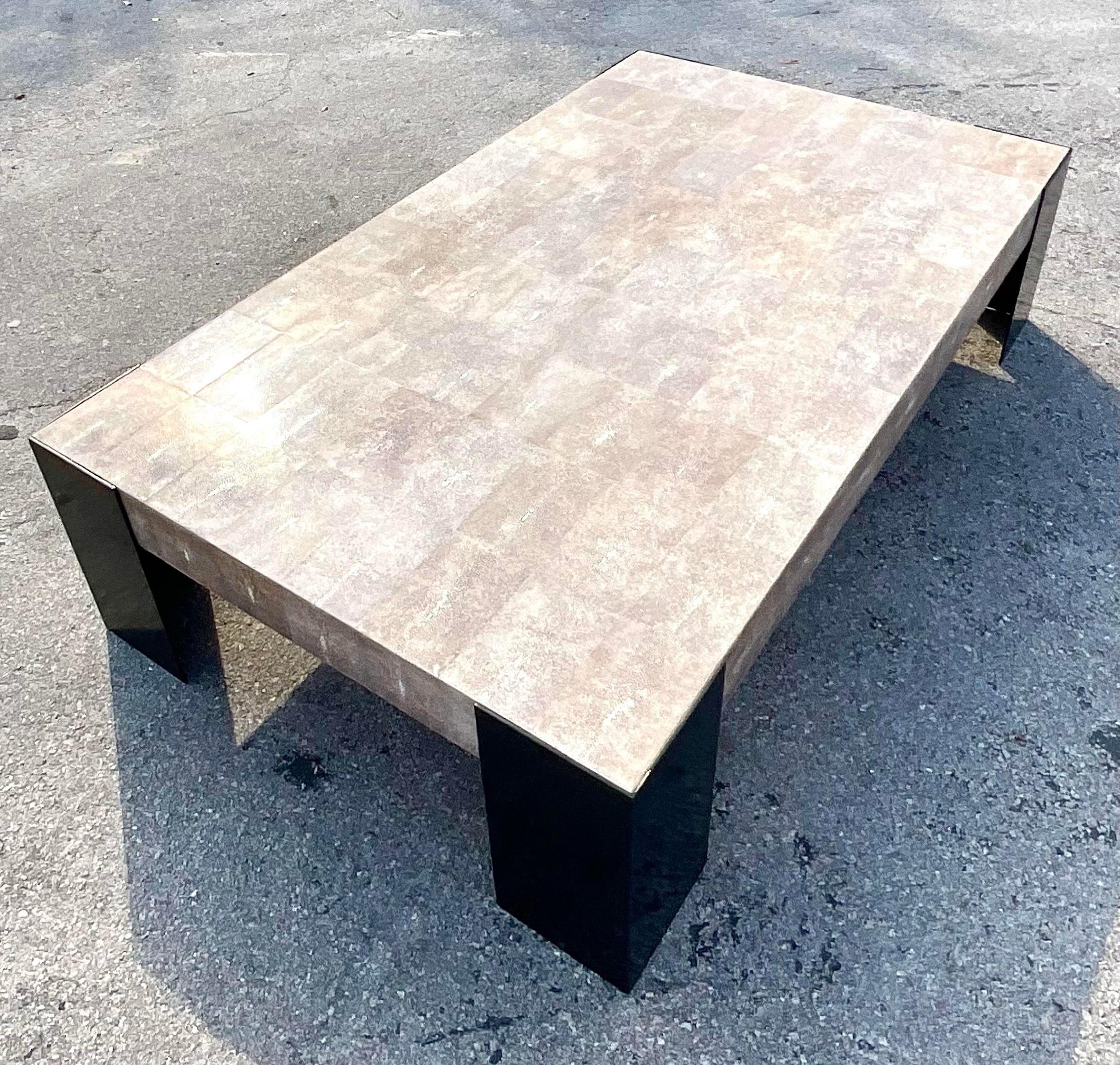 Vintage Contemporary Alexander Lamont Stingray & Bronze Patina Coffee Table For Sale 2