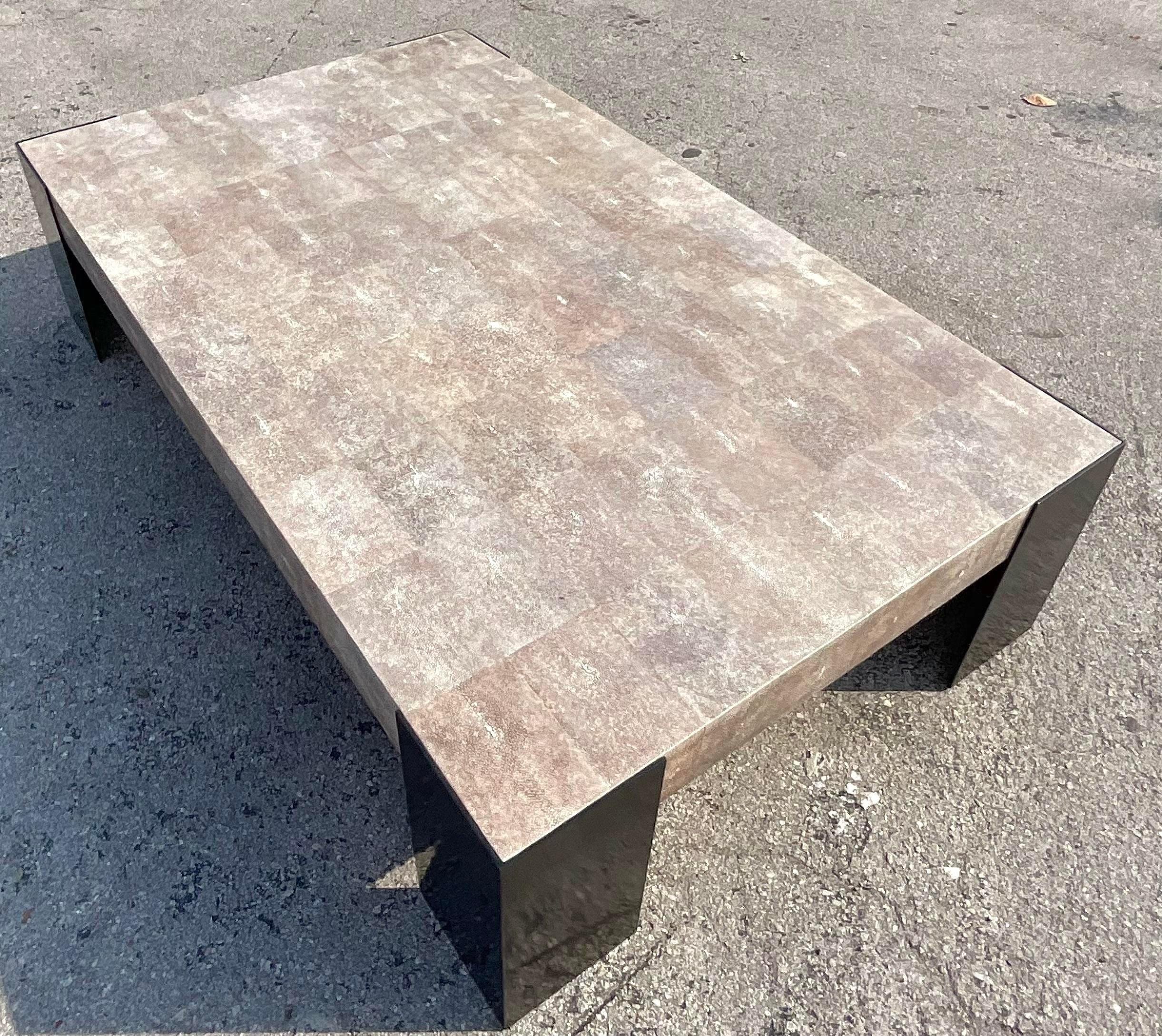 Vintage Contemporary Alexander Lamont Stingray & Bronze Patina Coffee Table For Sale 1
