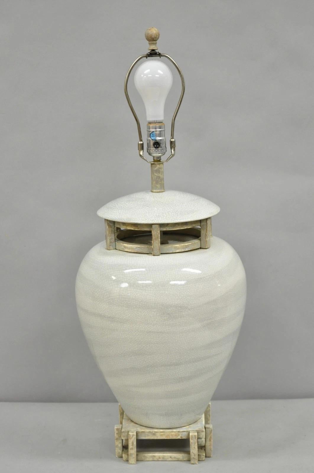 Vintage Contemporary Architectural Ginger Jar Ceramic Porcelain Table Lamp For Sale 6