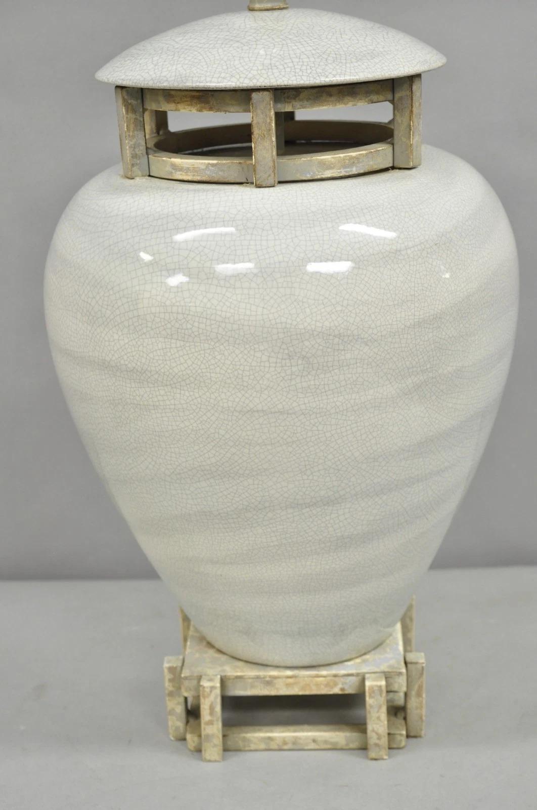 Other Vintage Contemporary Architectural Ginger Jar Ceramic Porcelain Table Lamp For Sale