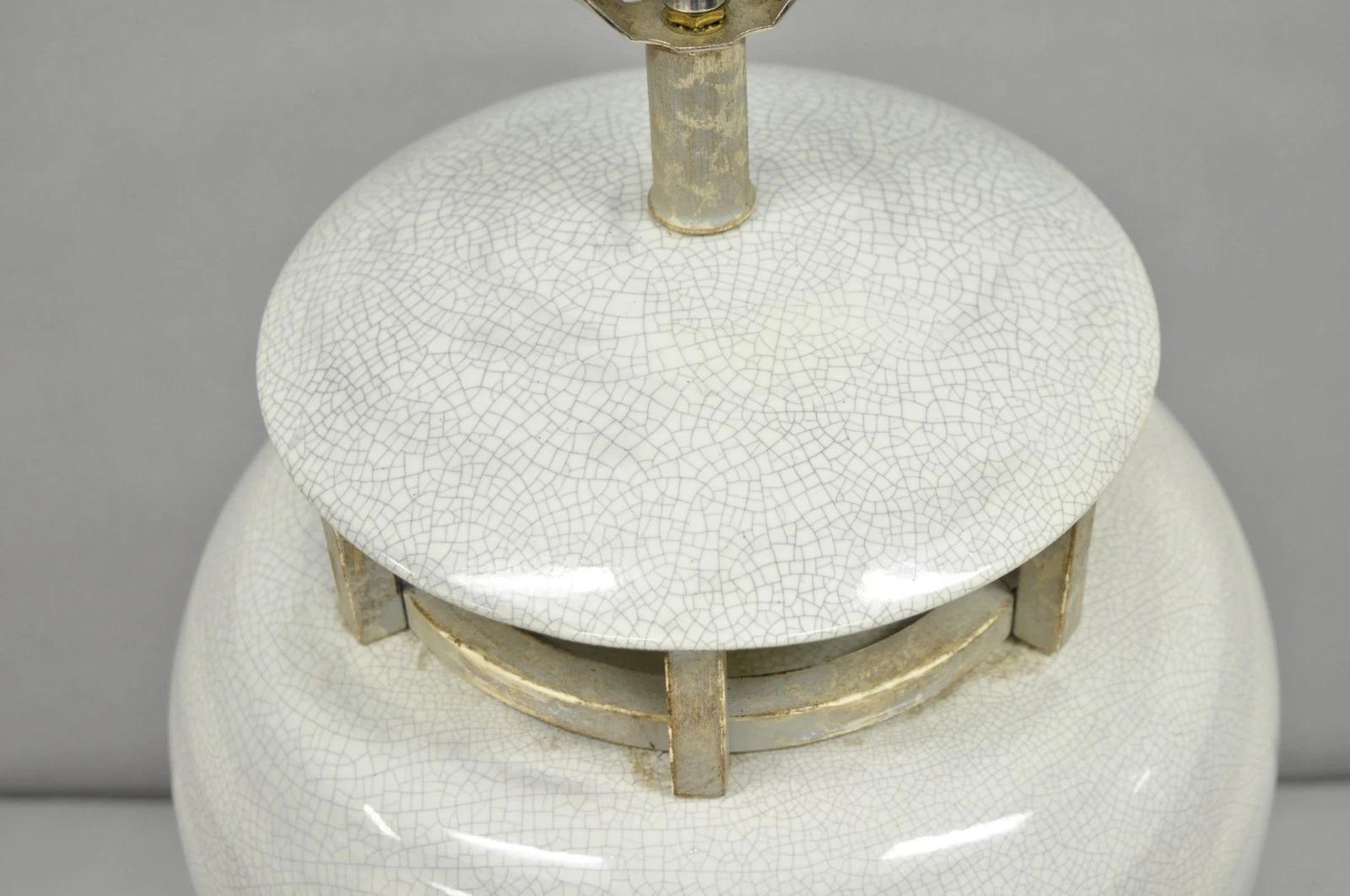 Unknown Vintage Contemporary Architectural Ginger Jar Ceramic Porcelain Table Lamp For Sale