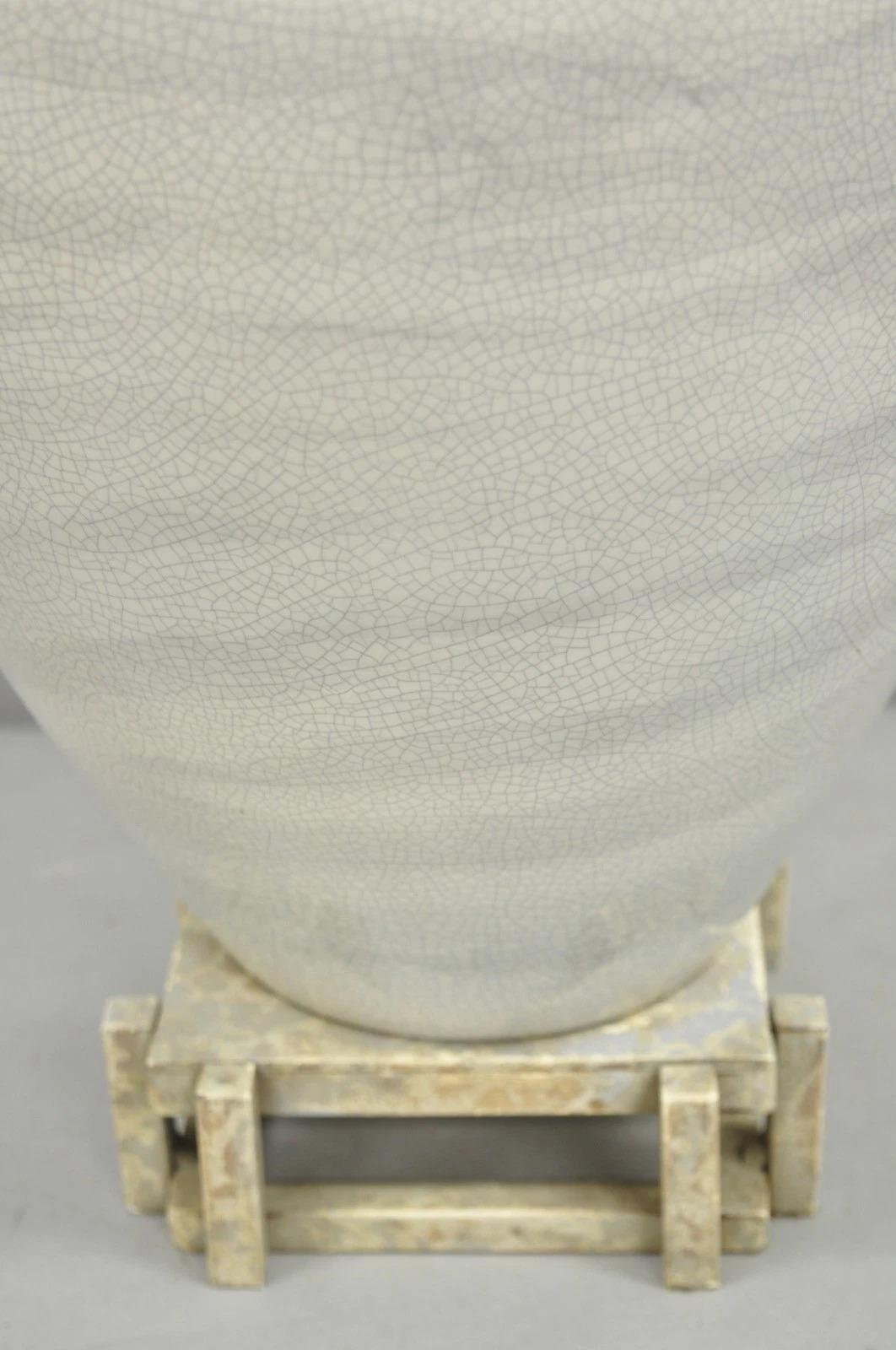 Vintage Contemporary Architectural Ginger Jar Ceramic Porcelain Table Lamp In Good Condition For Sale In Philadelphia, PA