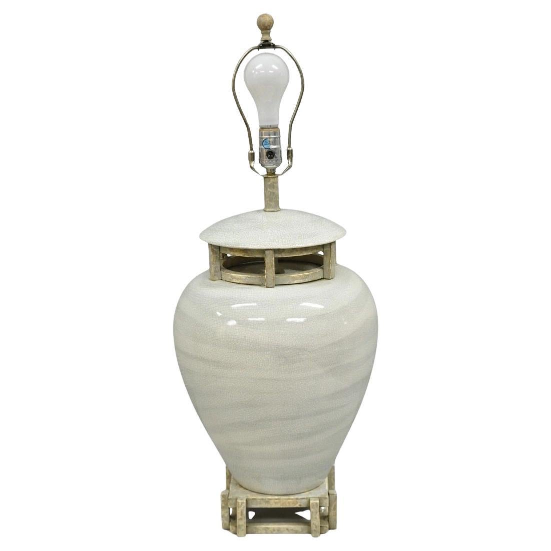 Vintage Contemporary Architectural Ginger Jar Ceramic Porcelain Table Lamp For Sale