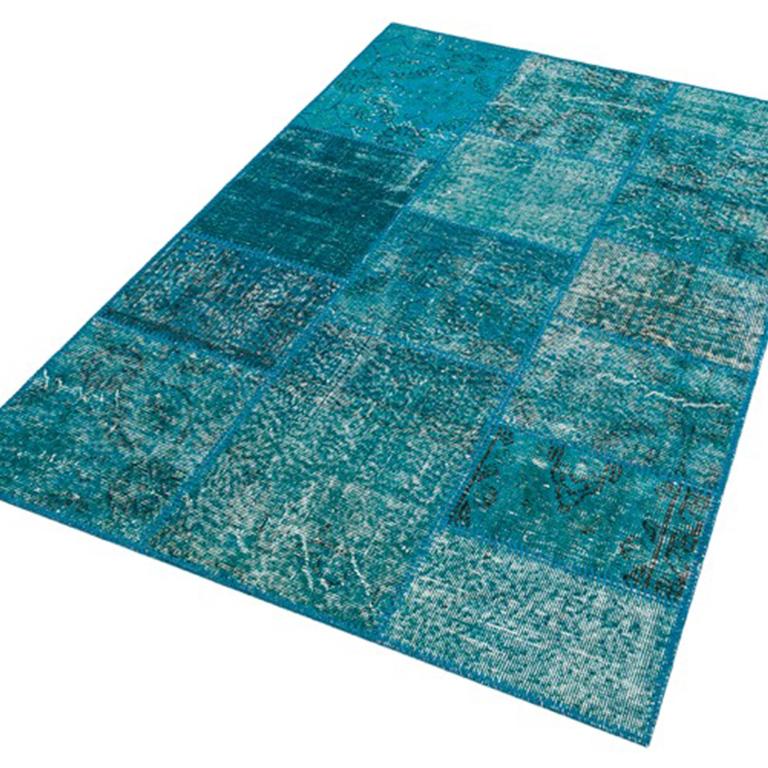 Vintage Contemporary Area Rug, Wool Made of Recycle Carpets, 