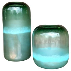 Vintage Contemporary Art Glass Ombre Vases - Set of 2