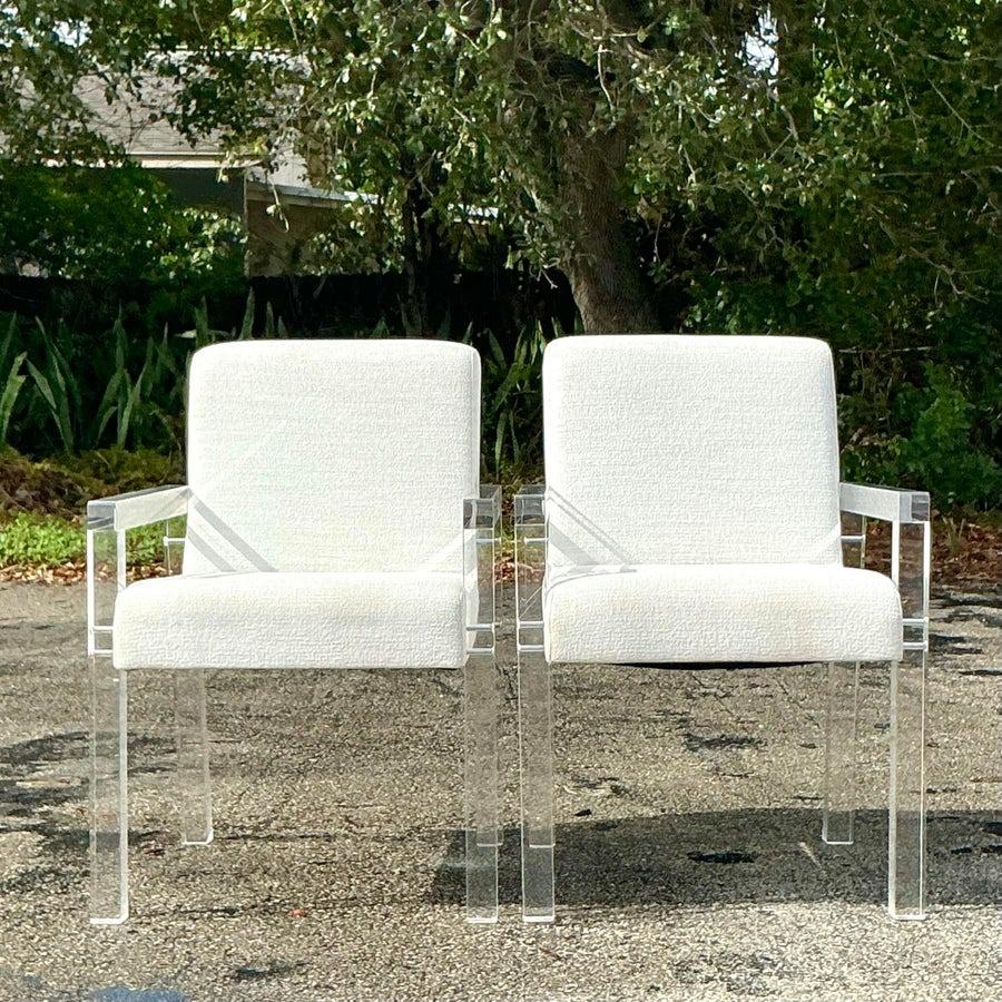 Tessuto Poltrone in lucite Bernhardt Contemporary d'epoca - una coppia in vendita