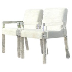 Vintage Contemporary Bernhardt Lucite Arm Chairs - a Pair