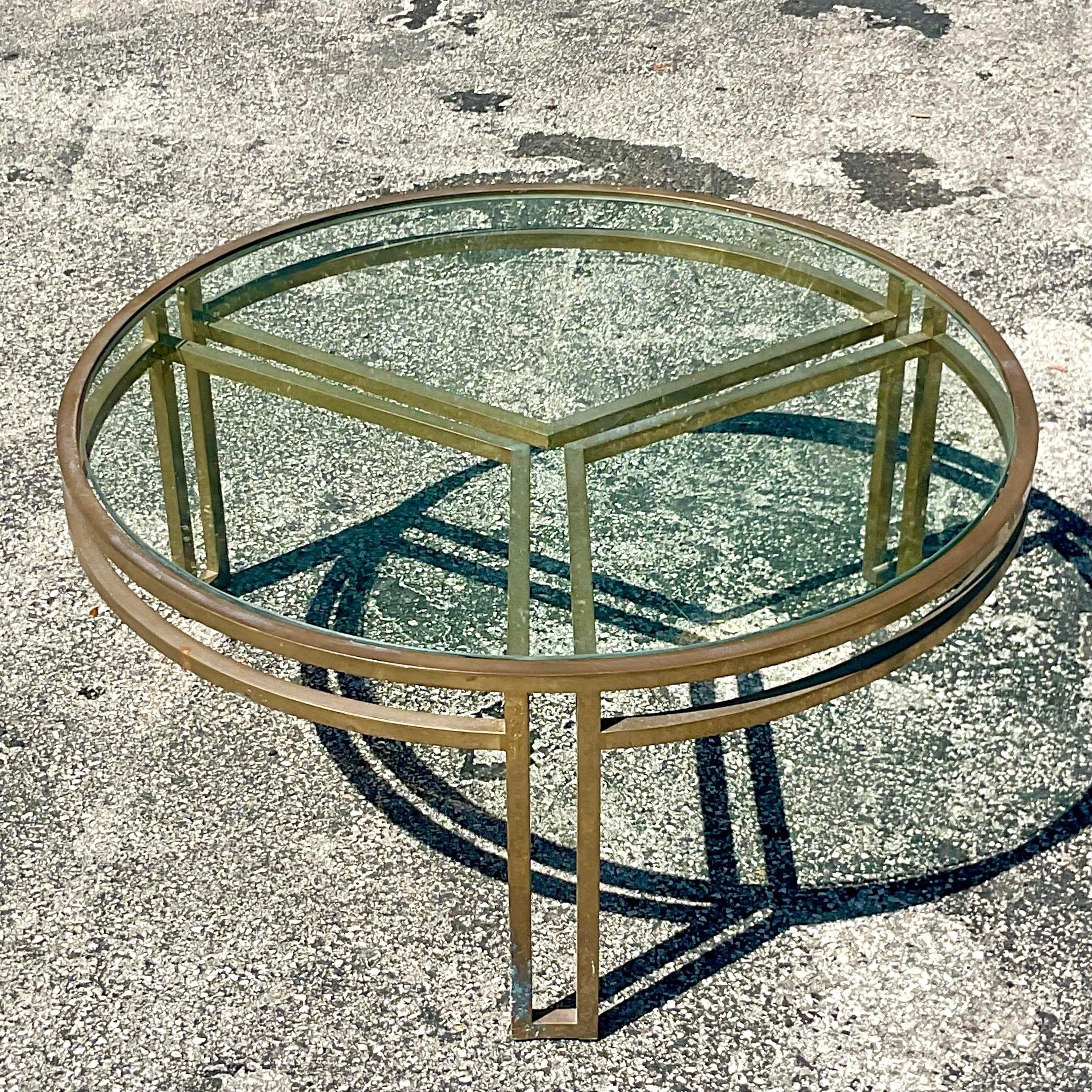 American Vintage Contemporary Brass Coffee Table For Sale