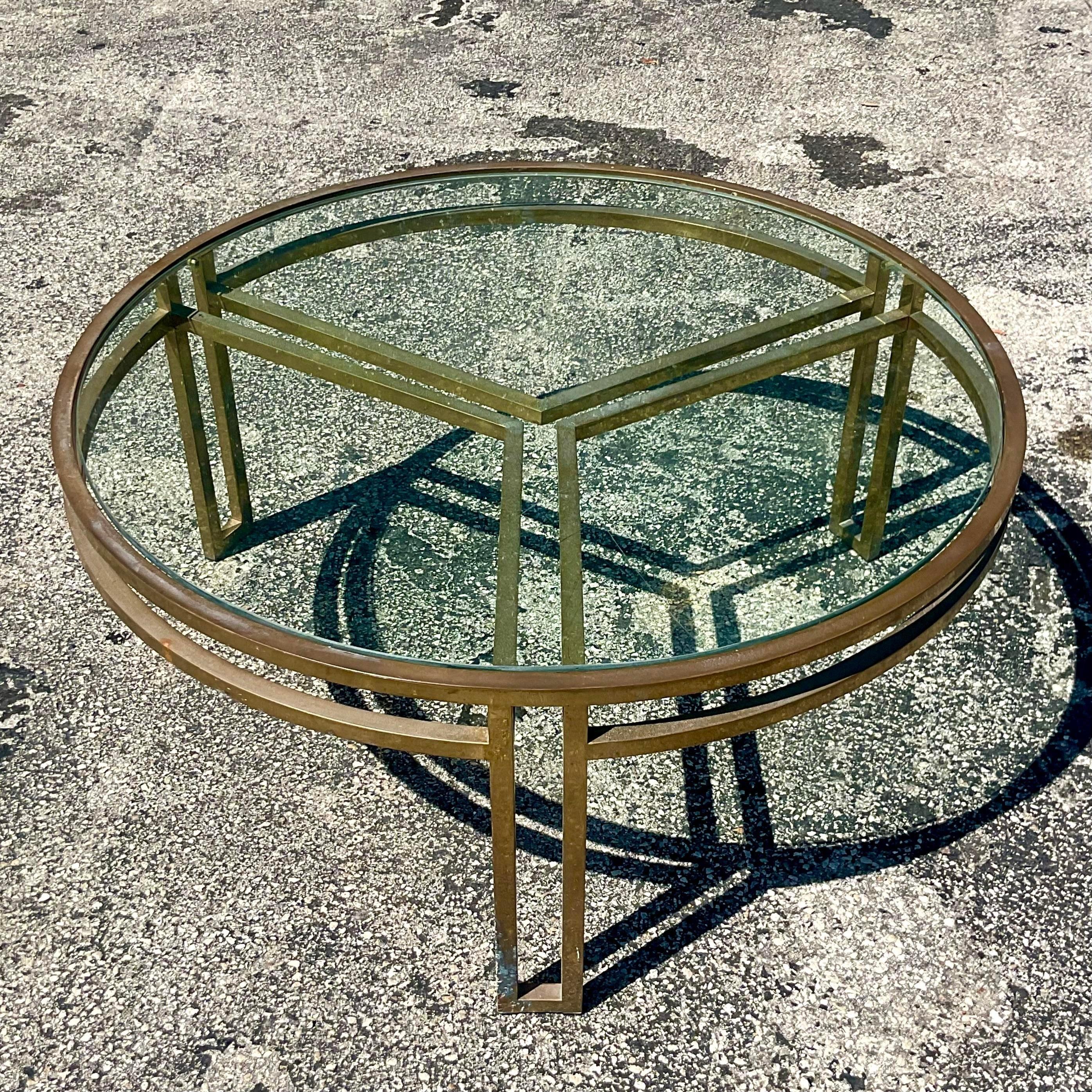 Vintage Contemporary Brass Coffee Table For Sale 1