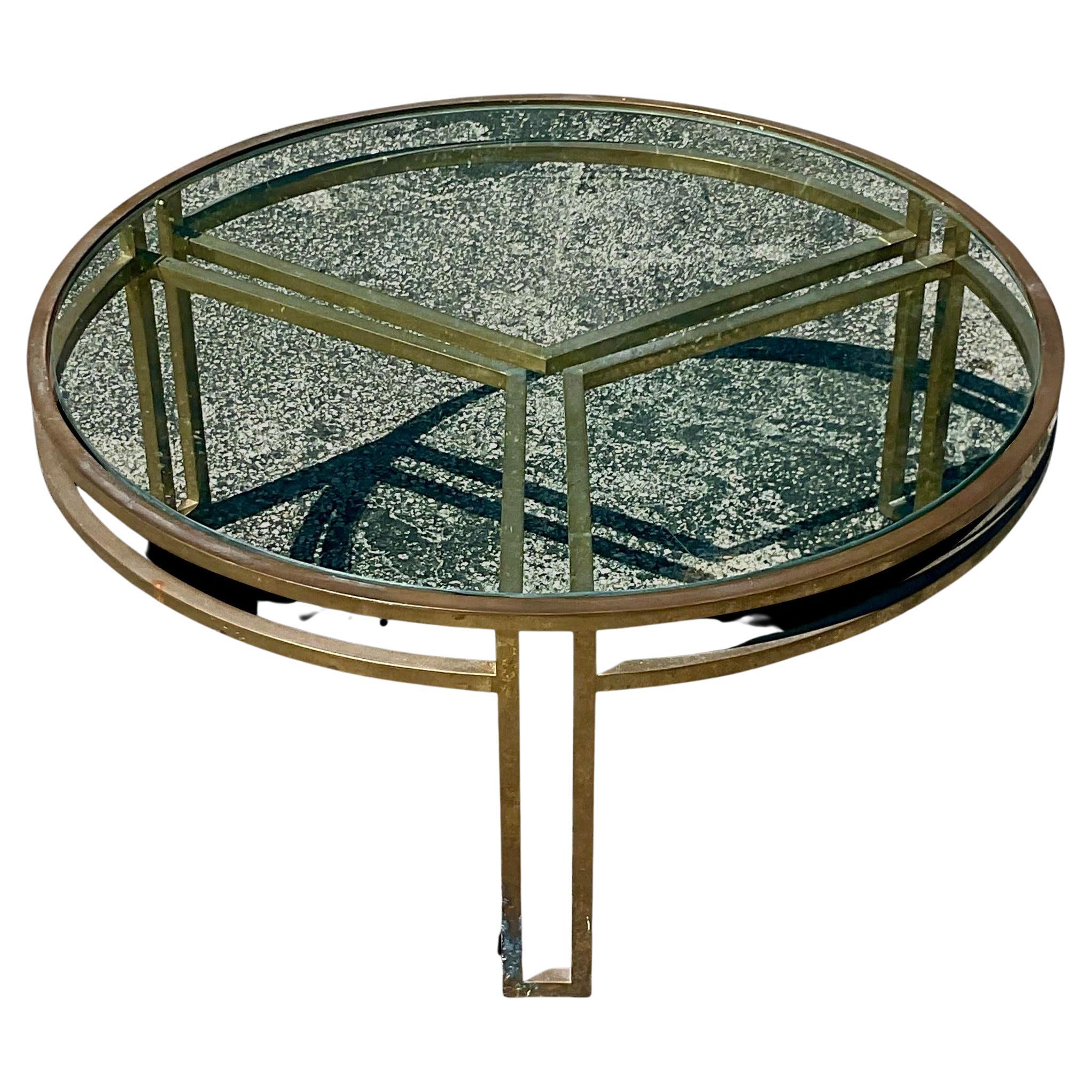 Vintage Contemporary Brass Coffee Table For Sale