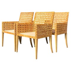 Vintage Contemporary Cane Dining Chairs, Set of 4