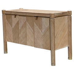 Vintage Contemporary Carved Chevron Credenza