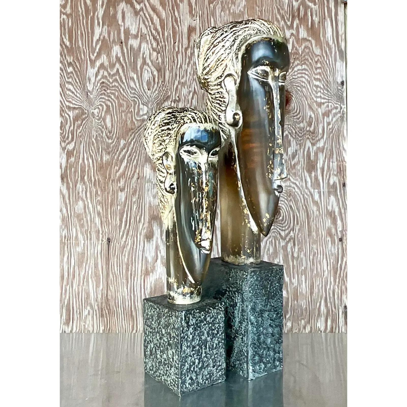 Vintage Contemporary Carved Lucite Sculptures of Women, a Pair 5