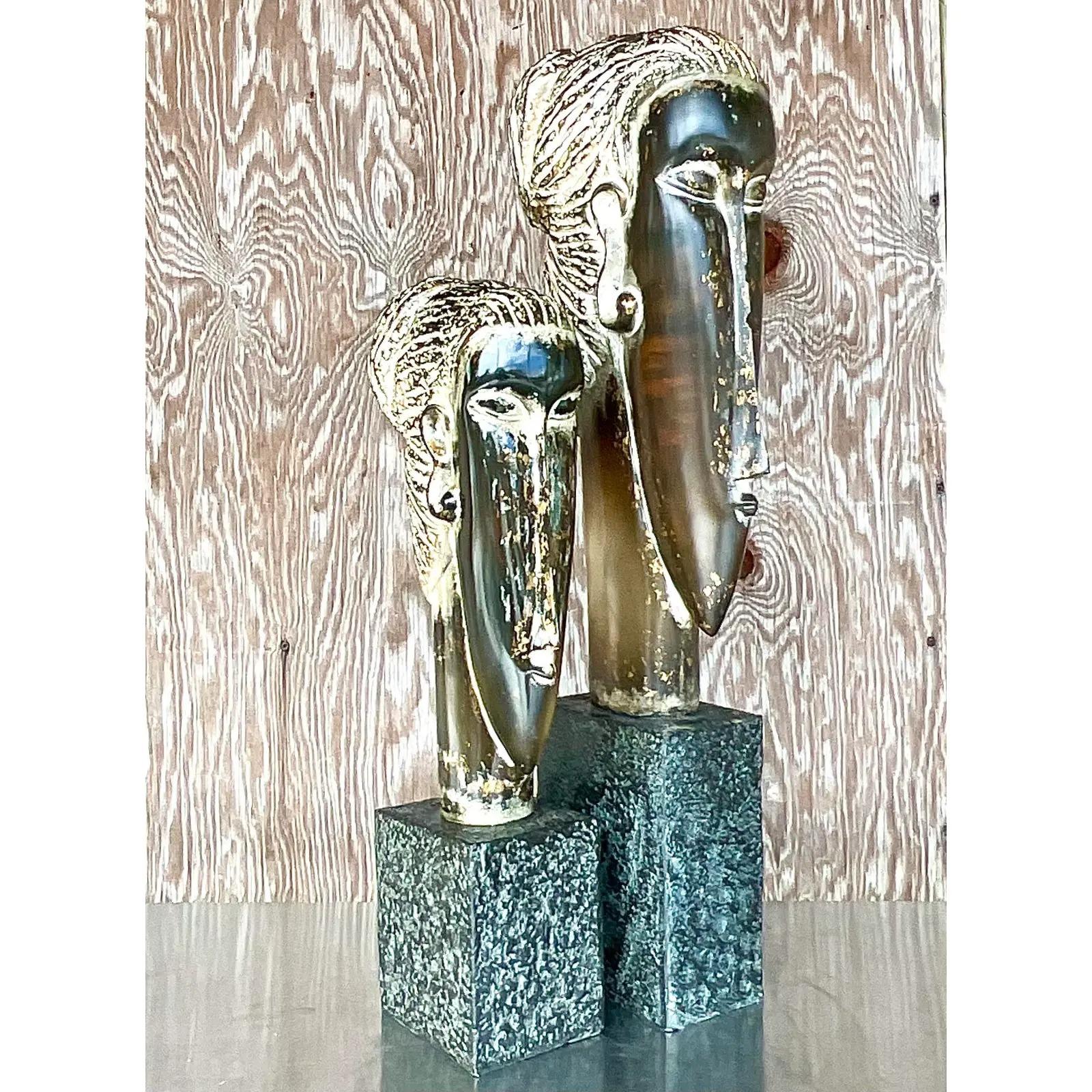 North American Vintage Contemporary Carved Lucite Sculptures of Women, a Pair