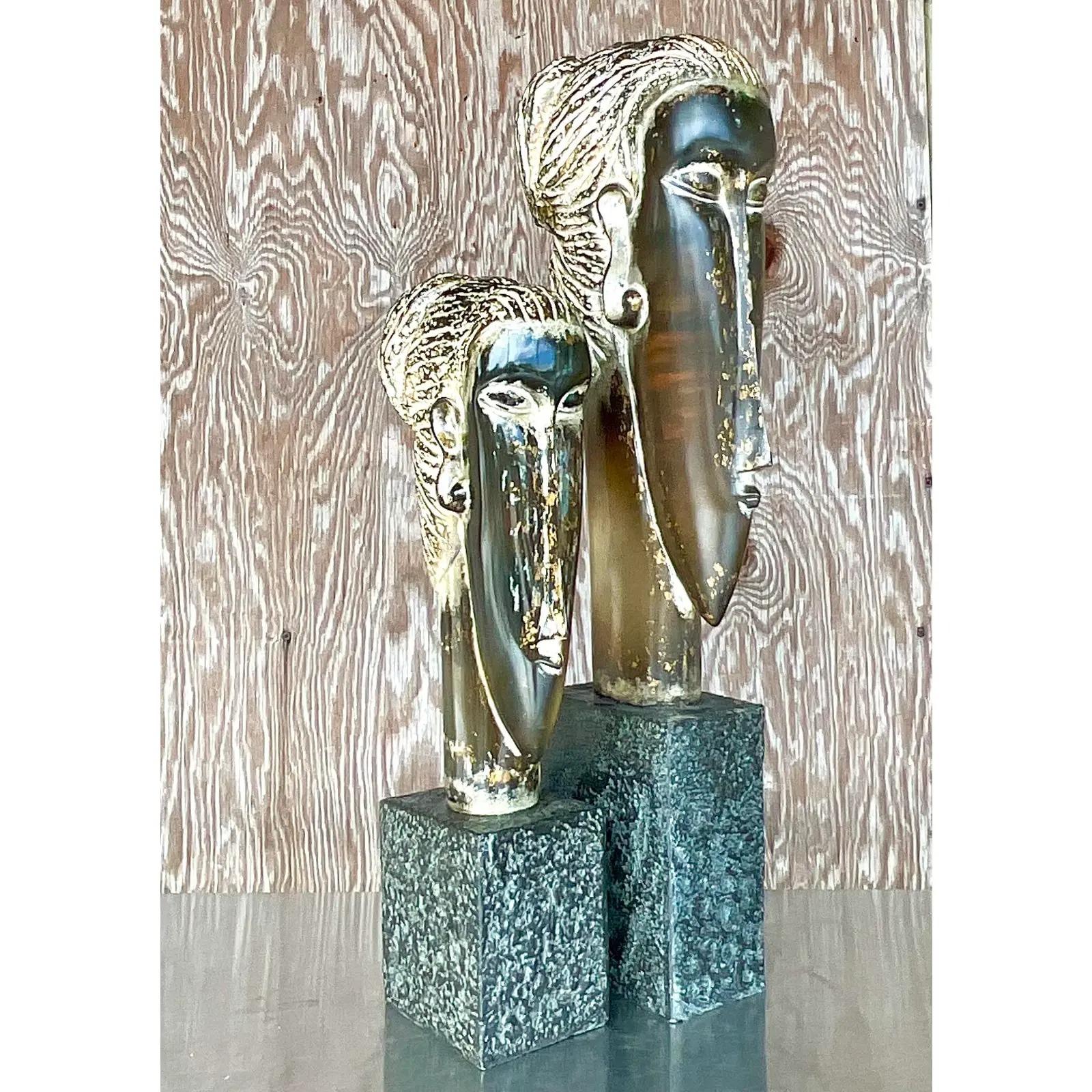 Vintage Contemporary Carved Lucite Sculptures of Women, a Pair 1